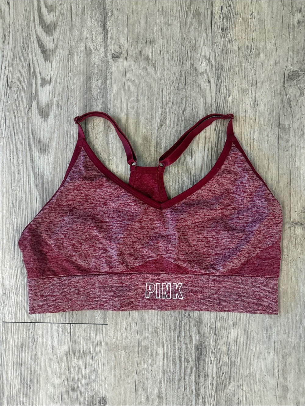 PINK Victoria's Secret Marled Wine Seamless Sports Bra